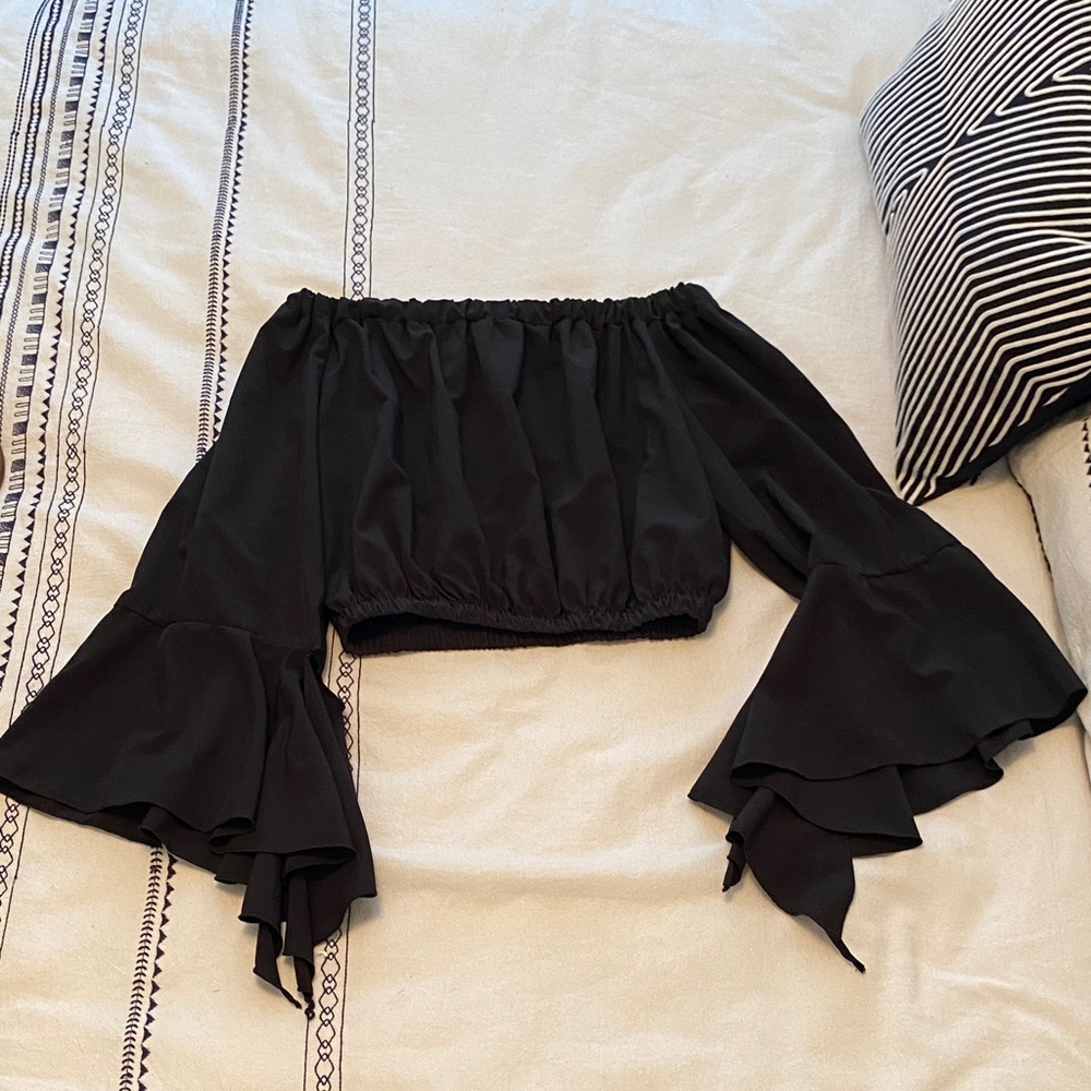 Elegant Black Off-Shoulder Crop Top